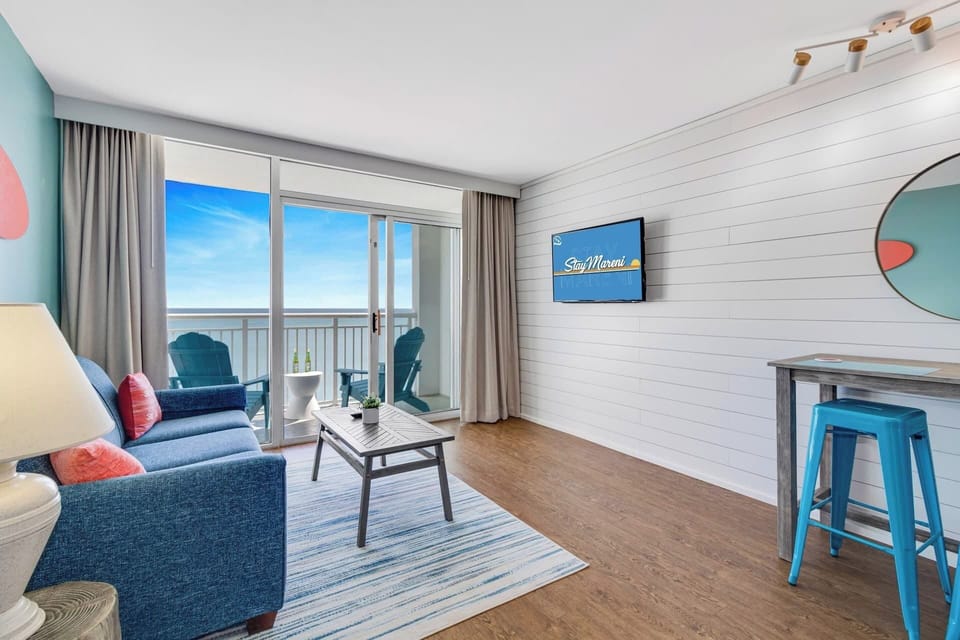 Sit back and relax while you stream your favorite movies, or binge on the latest TV series, with the large wall-mounted Smart TV. Perfect way to unwind after a day soaking up the sun!