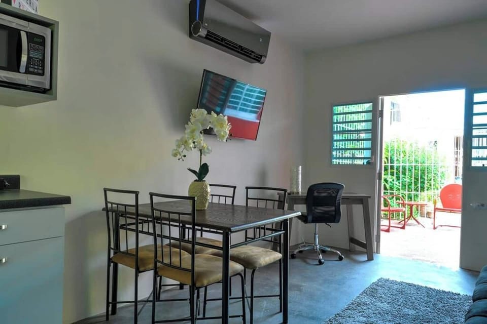 Living / dining / office space.  High-def TV with included high-def Netflix account.