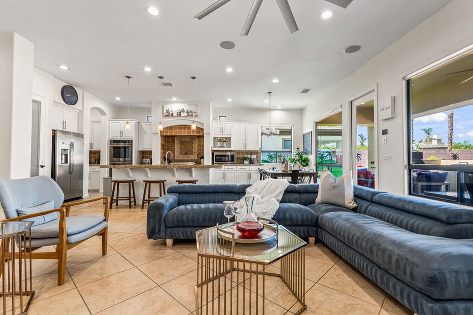 House | Living room | 65-inch Smart TV with satellite channels, TV, fireplace