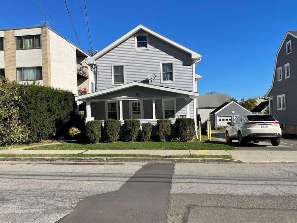 Front of the house. The first floor is the unit listed, the second floor is a long-term rental. 