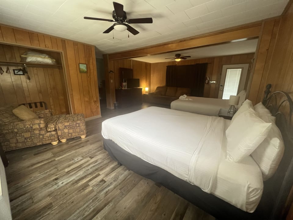 Indoors, Hardwood, Ceiling Fan, Bed, Furniture