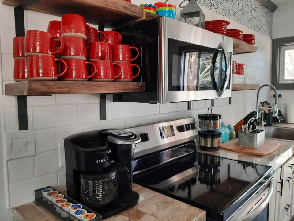 Kitchen with stainless steel appliances