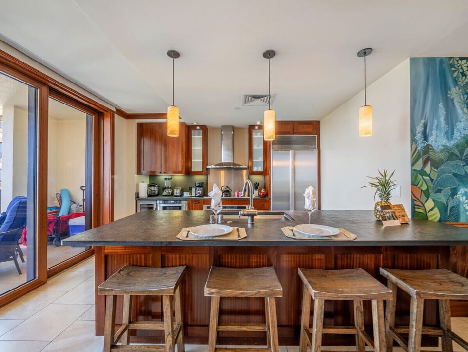 Gather around the island with family and friends