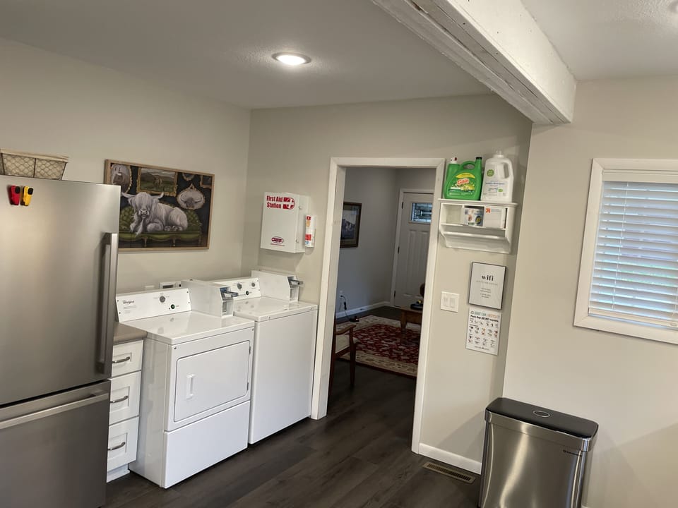 Main floor laundry!  Coin ops, with a change machine (not pictured).