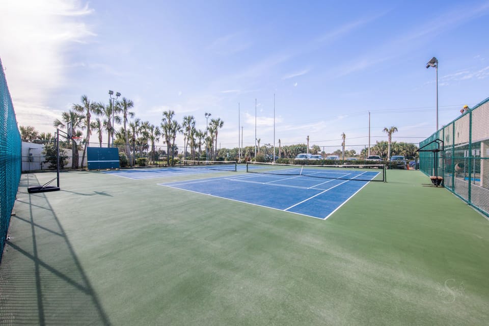 Enjoy the tennis courts as well as a mini Pickleball court!