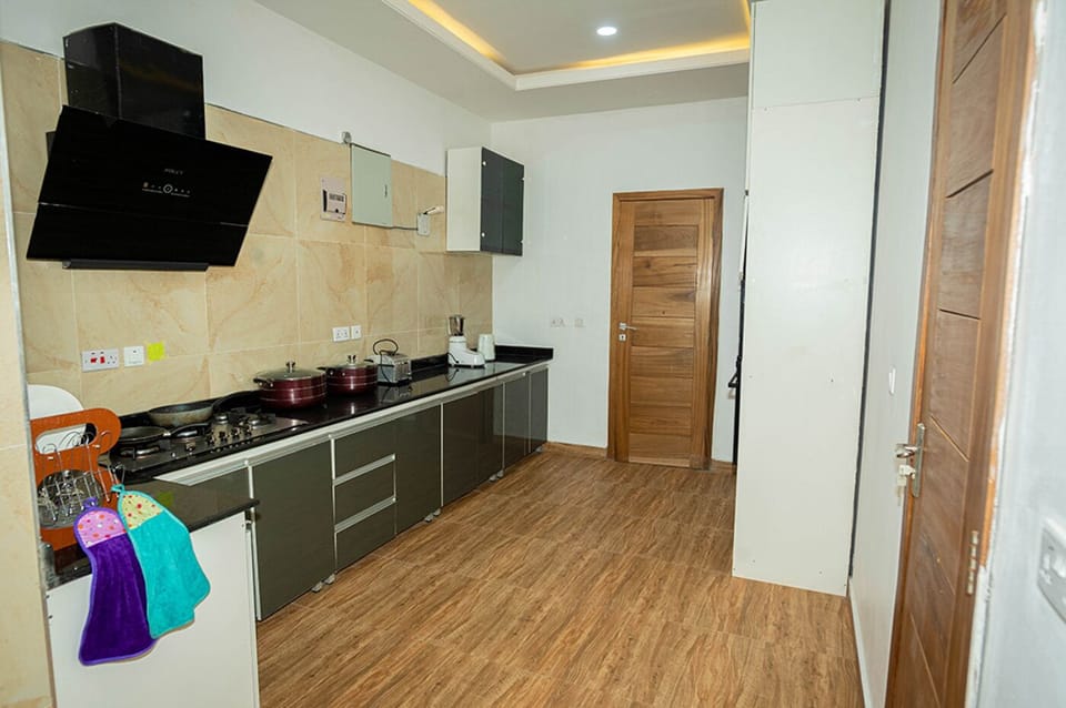 Apartment | Private kitchen | Full-size fridge, microwave, oven, blender