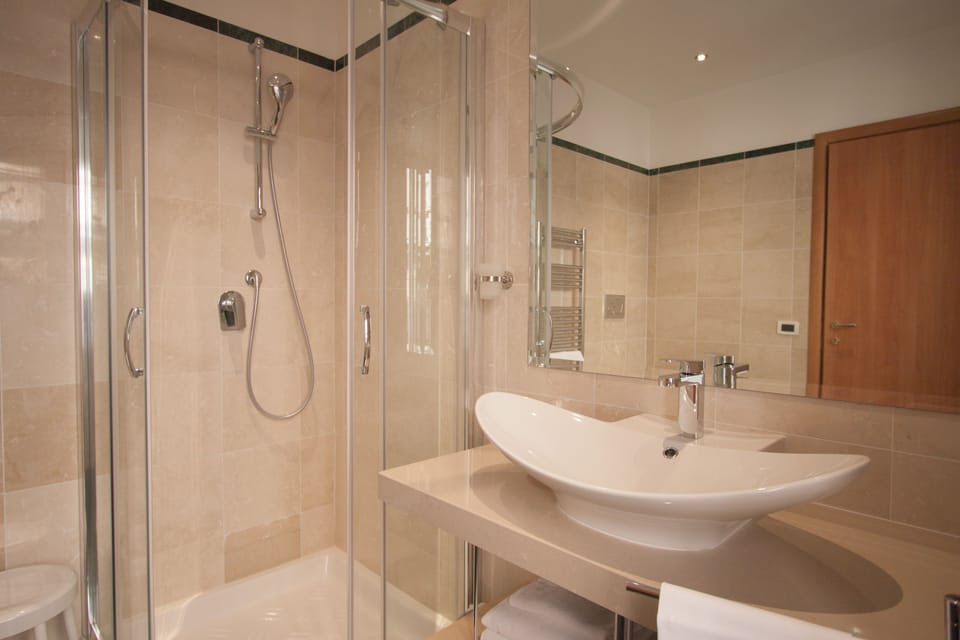 Shower, free toiletries, hair dryer, bidet