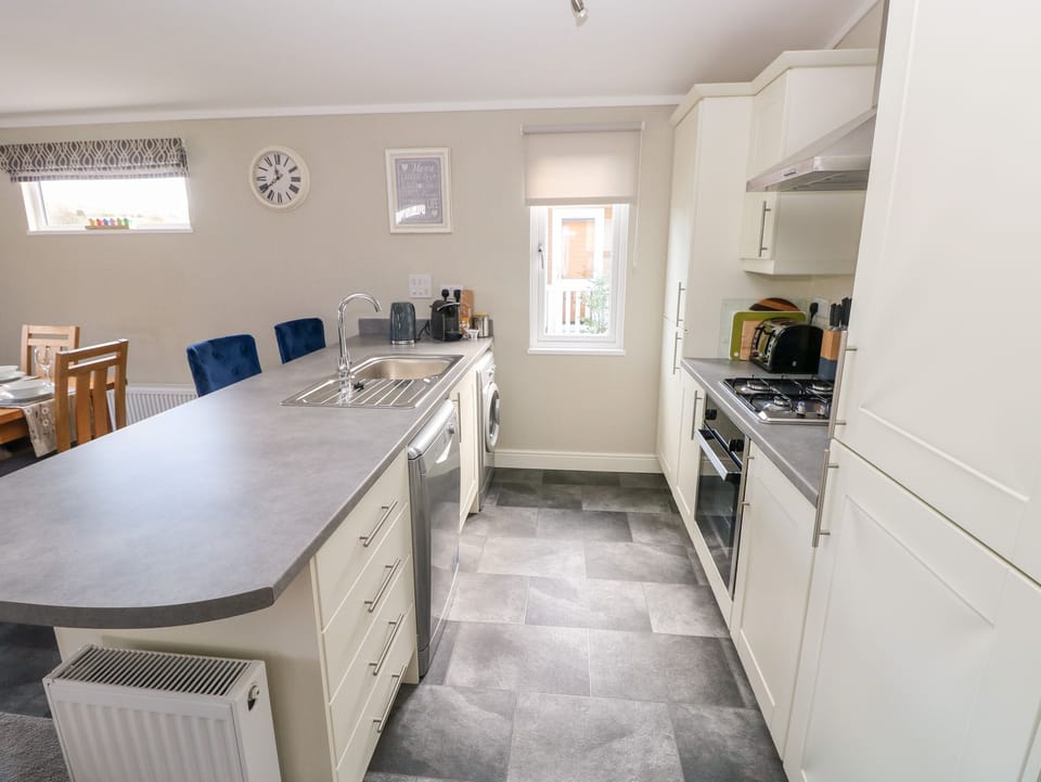 Fridge, dishwasher, electric kettle, toaster