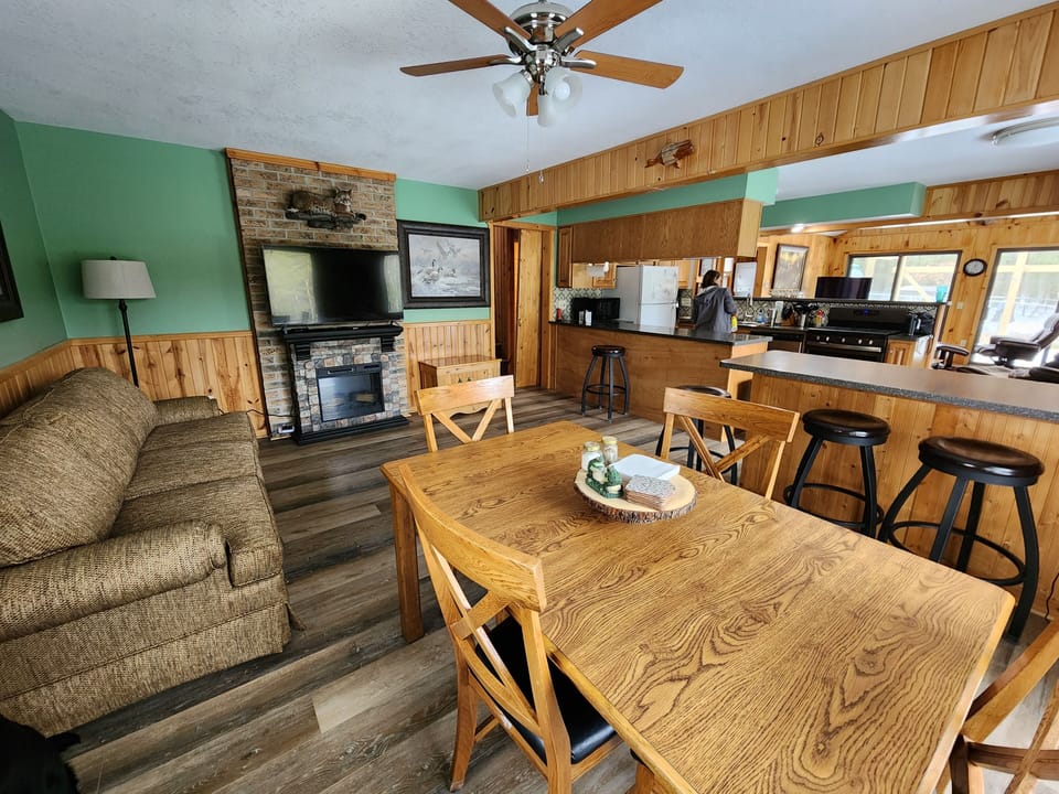 Dining room table, bar, pull out couch
