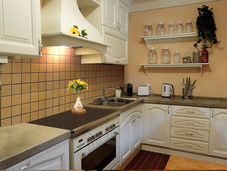 Full-size fridge, microwave, oven, stovetop