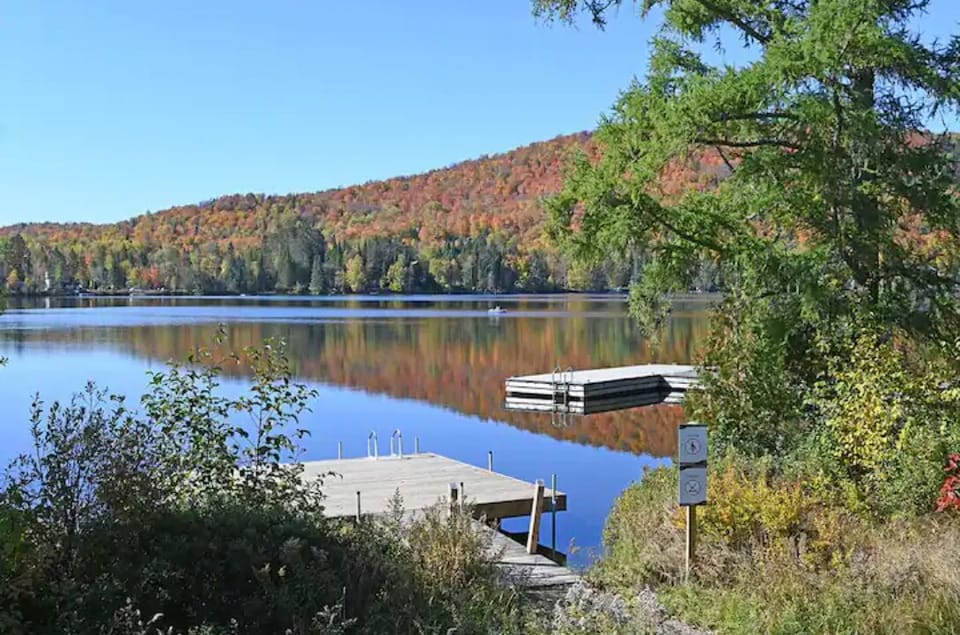 Two docks to for swimming in the lake