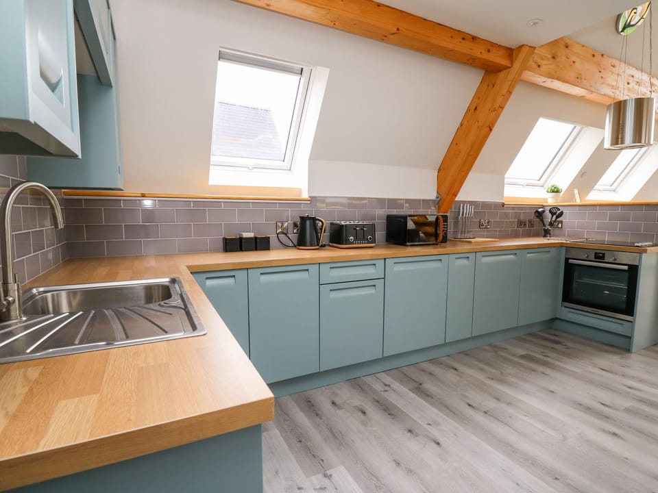 Fridge, dishwasher, electric kettle, toaster