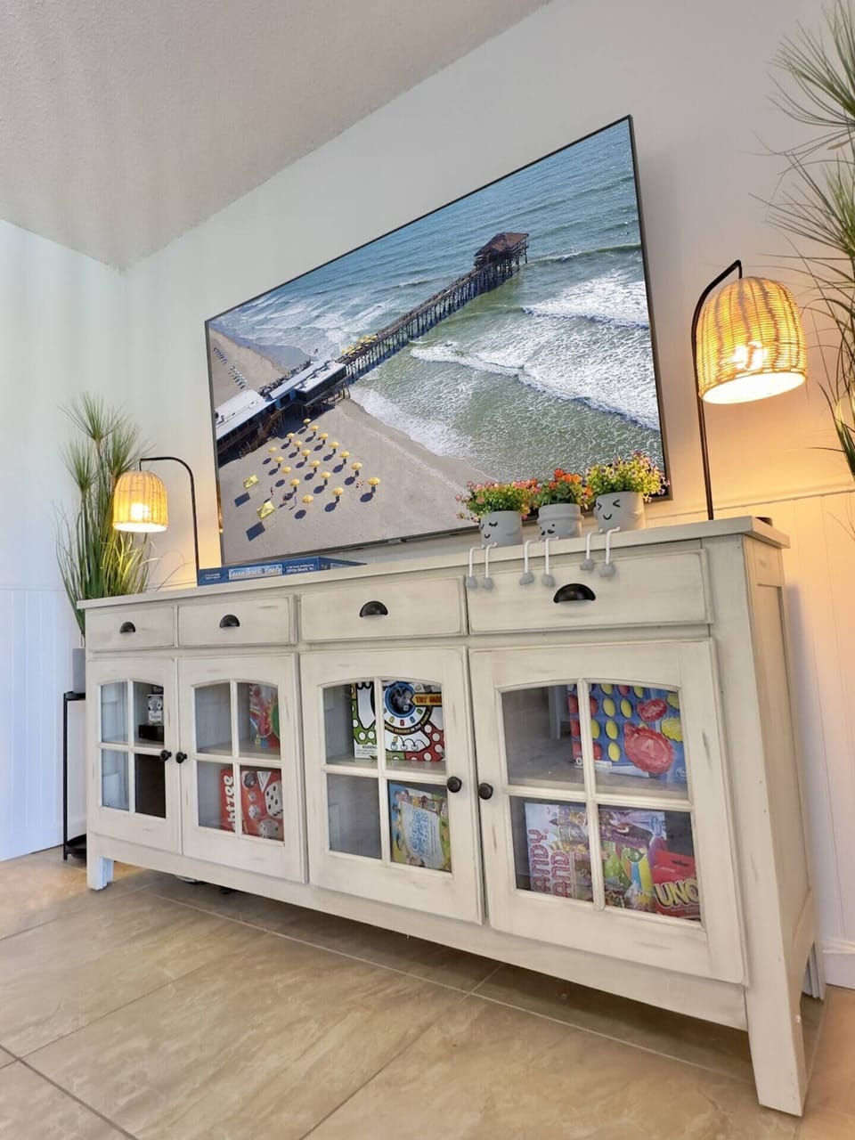 70 Inch Samsung Smart TV plus a ton of board games for a great family game night. 