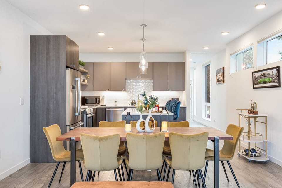 Dine in style with sleek, ergonomic chairs and luxe upholstery!