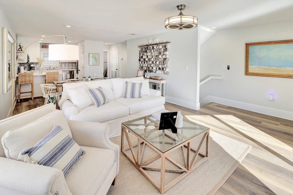 Kick back after a beach day — the sofa is comfortable and the view never gets old.