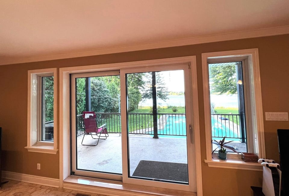 Pool and river view from the living room. Amazing