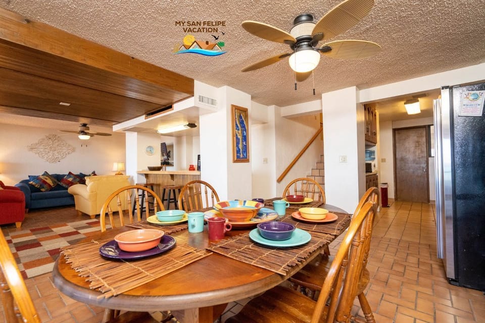 Gather around the dining table at Casa Lopaz in La Hacienda San Felipe BC — perfect for meals and family time.
