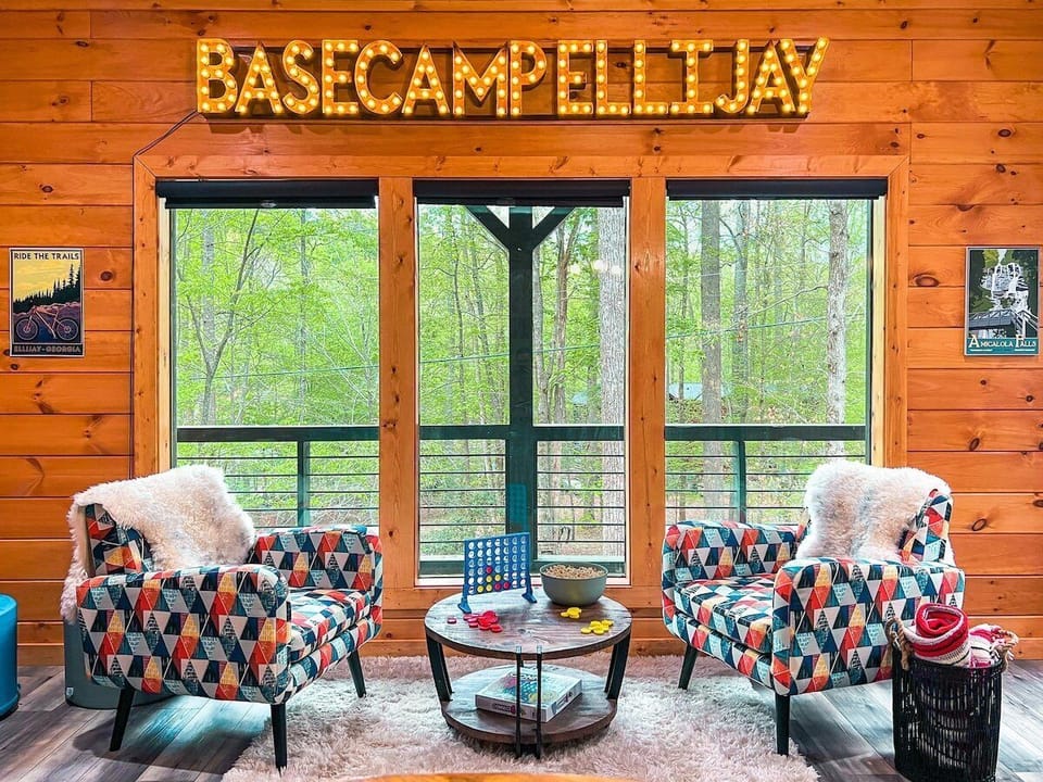 Cabin trivia: Did you know the Basecamp Ellijay neon sign was created by the same local artist as the @IconicsDecor apple you'll see downtown? Take a #BasecampEllijay selfie and let us know and we will share it on our @basecampellijay Instagram!