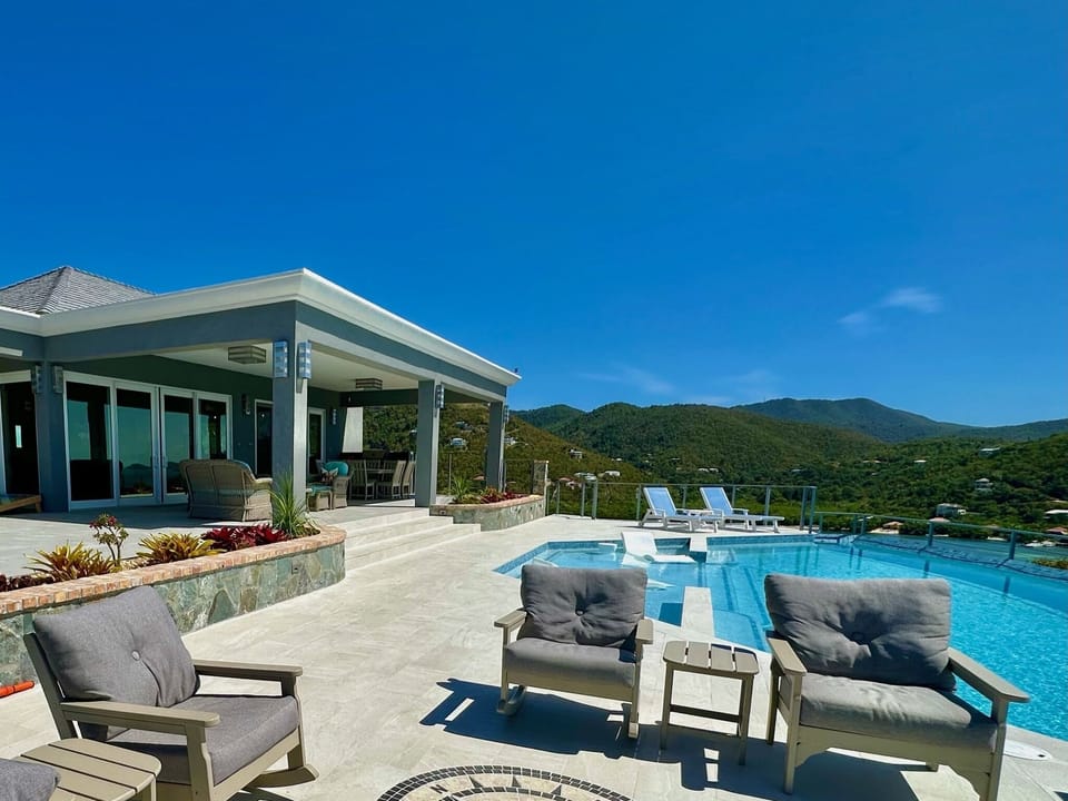 Seating by the private pool