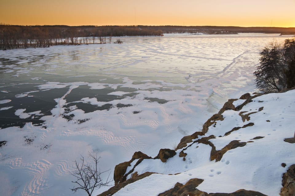 Winter view of Illinois River from Buffalo Rock State Park, 2 min from our home.