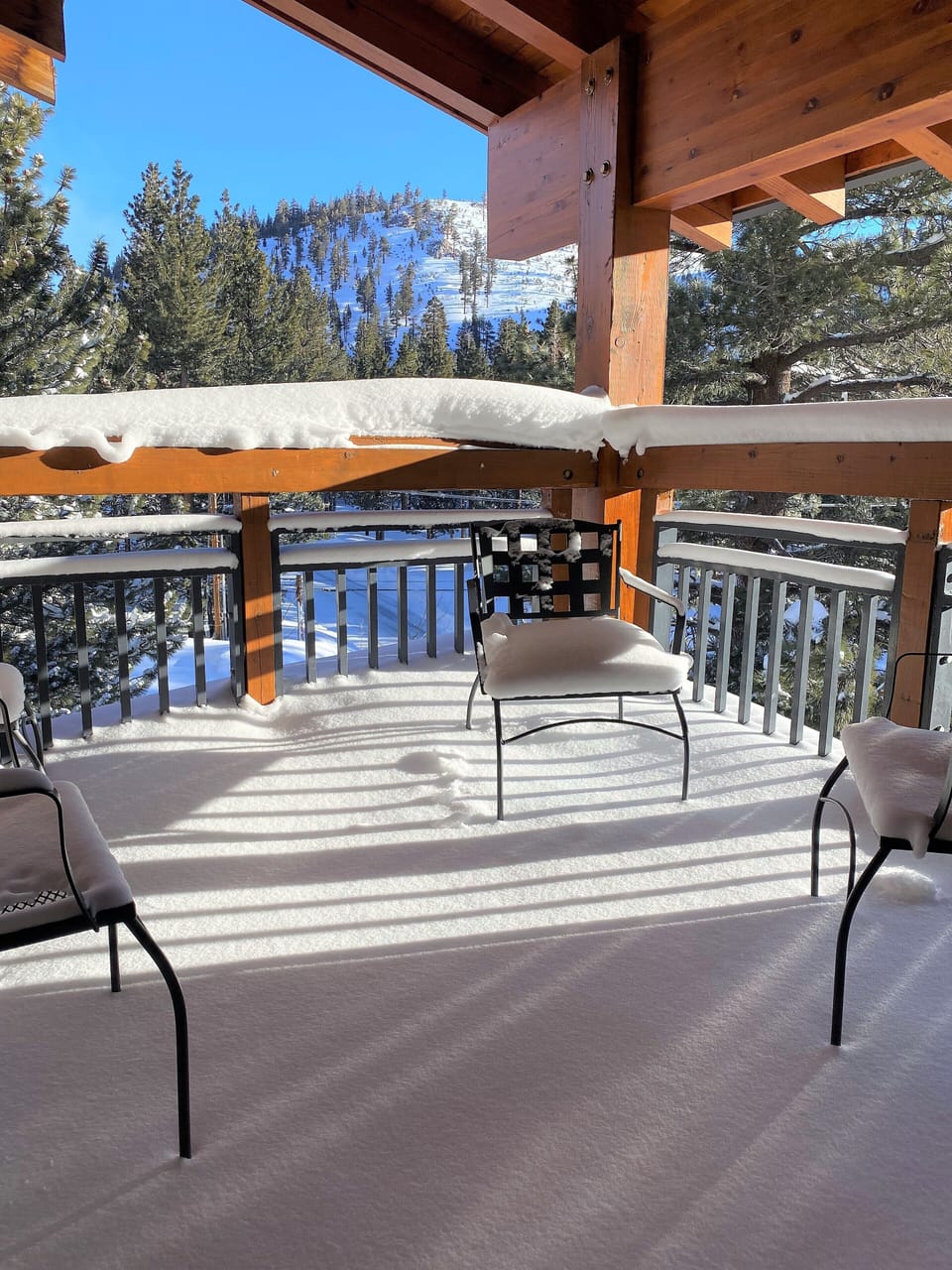 Private deck overlooking mountains and tree tops (unique to the Village)