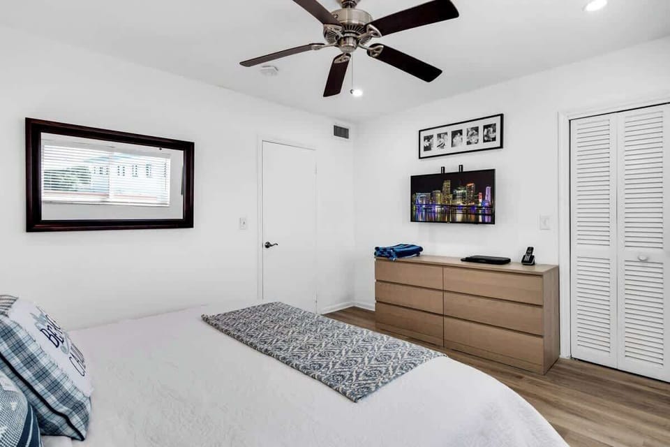 Feel at home by the beach! This cozy bedroom features stylish decor, smart storage, and a peaceful vibe—perfect for extended stays and vacation comfort.