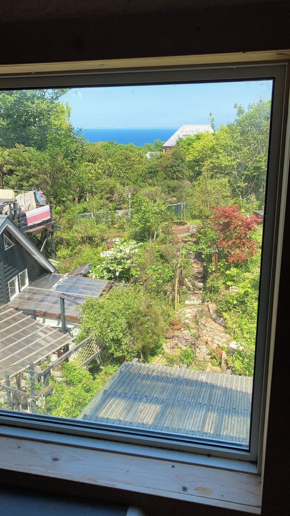 I can see the sea. You can see Mt. Omuro in the opposite direction.