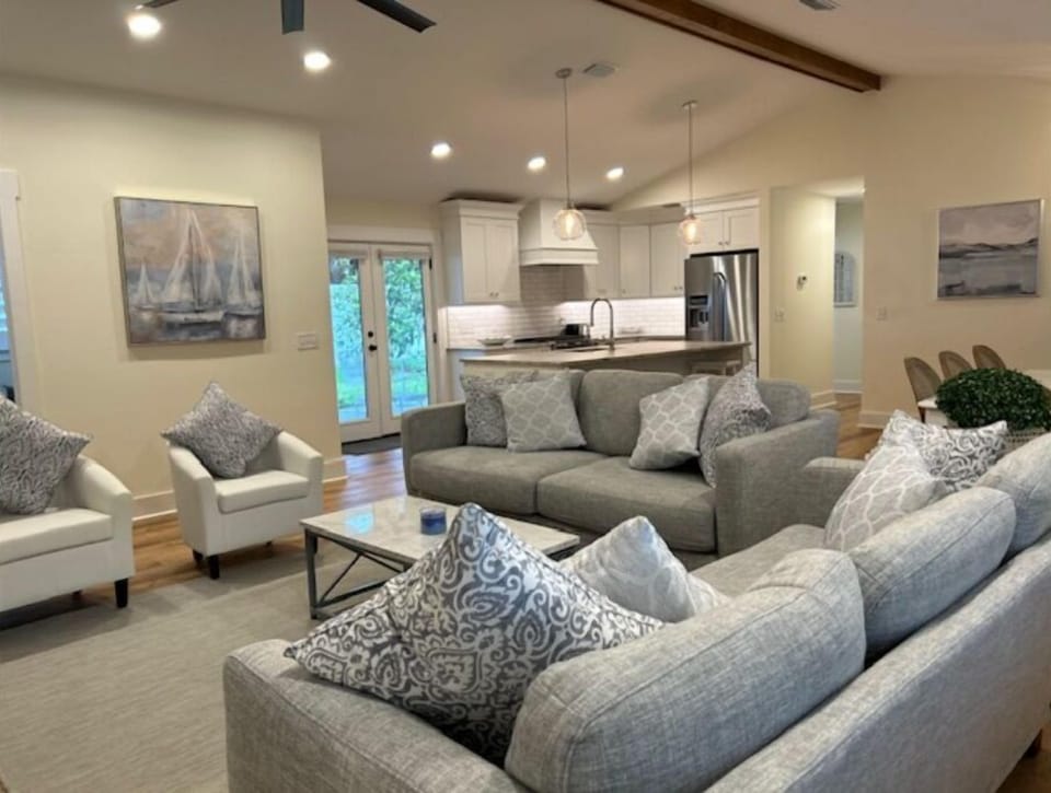 Great Room Sitting Area with View of Kitchen and Island