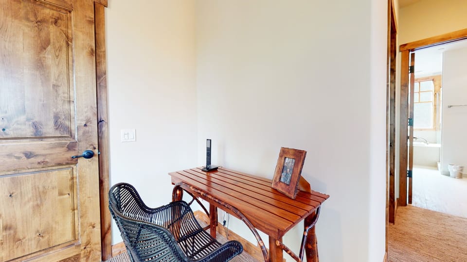 Indoors, Hardwood, Stained Wood, Floor, Desk