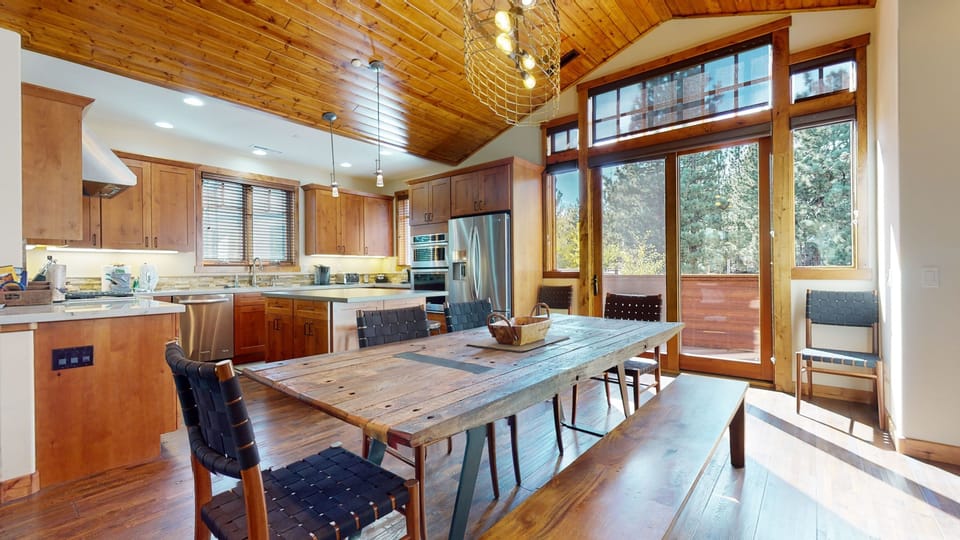 Indoors, Hardwood, Stained Wood, Kitchen, Dining Table