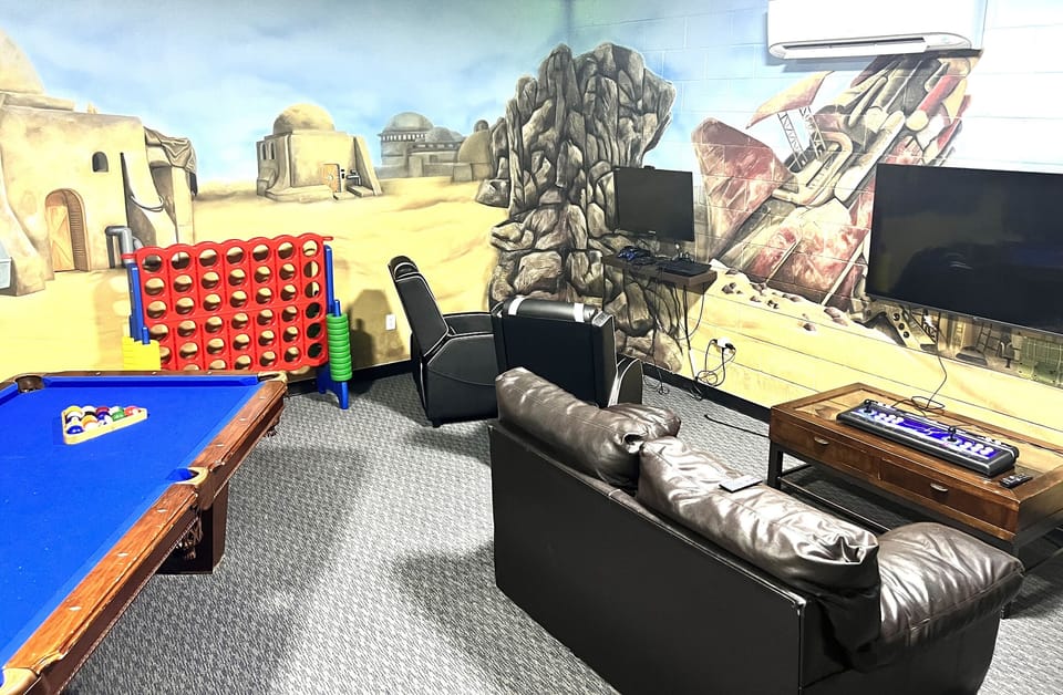 Game Room with Connect 4, Pool Table and Video Games