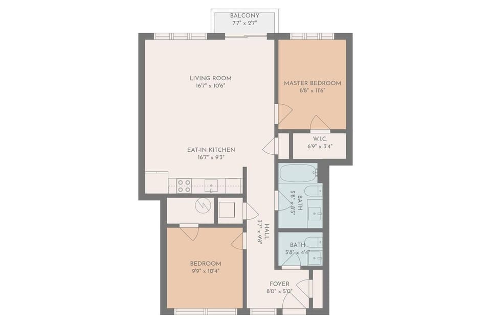 Spacious 1000 sf layout
