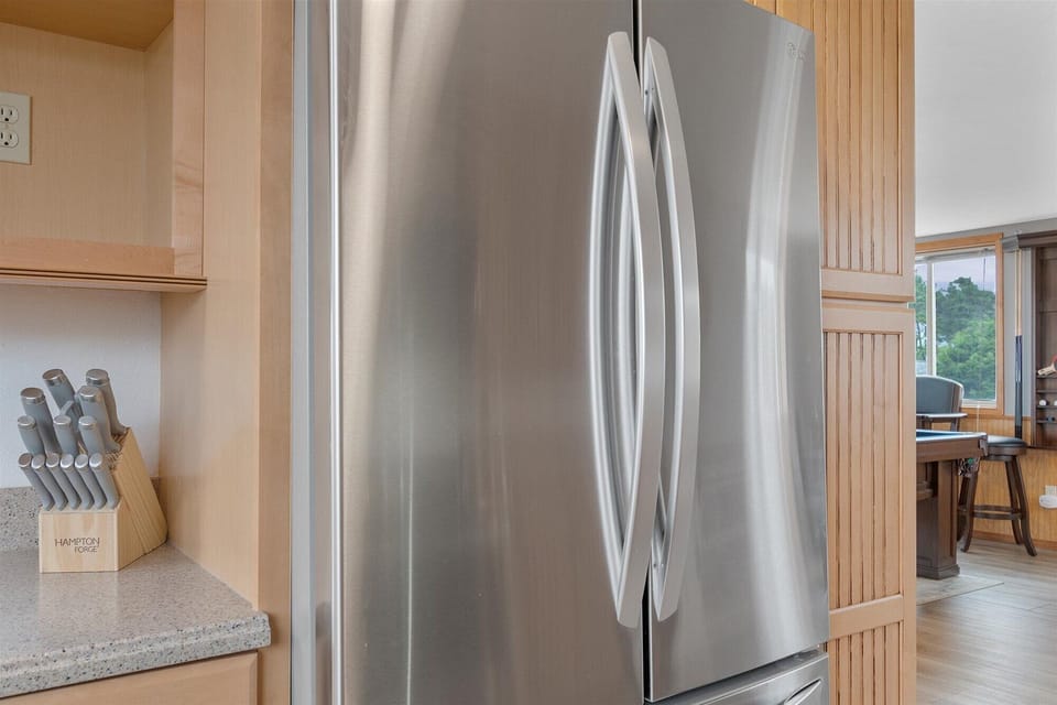 Large double door fridge - plenty of room for all your cold foods