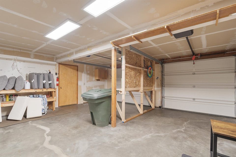 Garage - in the winter, the outdoor furniture padding is stored in the garage