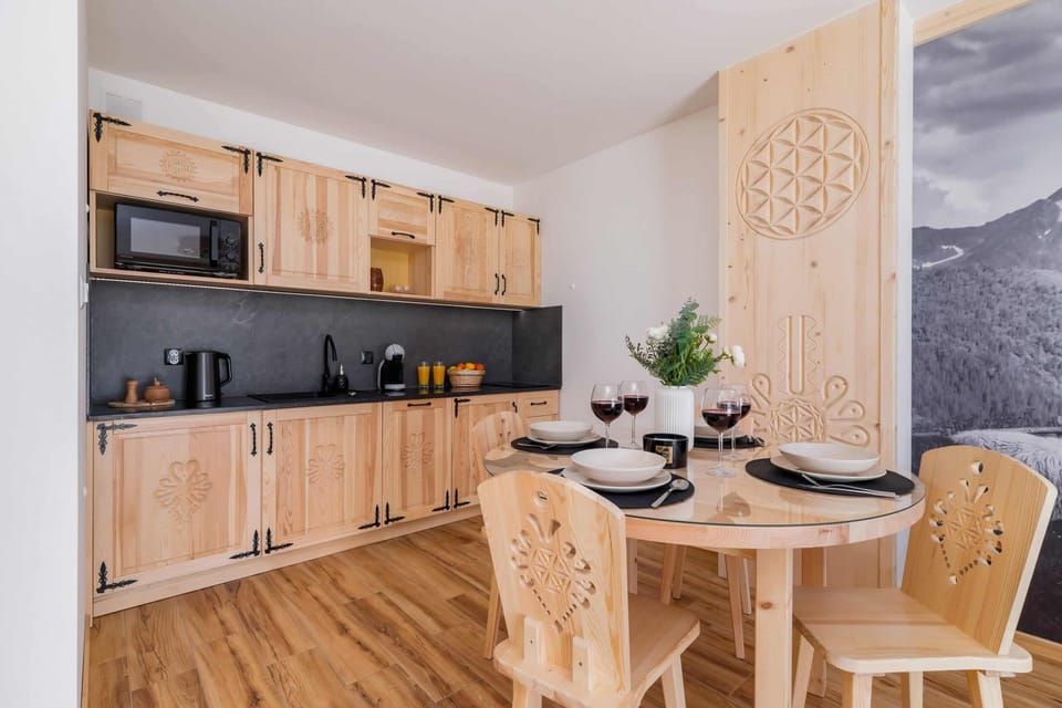 The kitchenette's practical layout maximizes space and functionality.