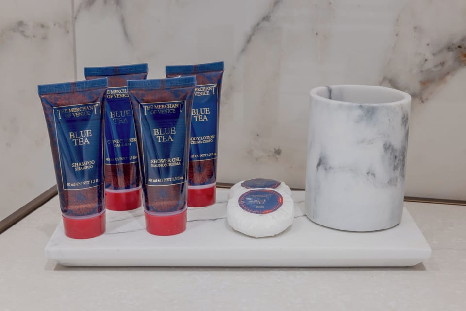 Free toiletries, hair dryer, slippers, bidet