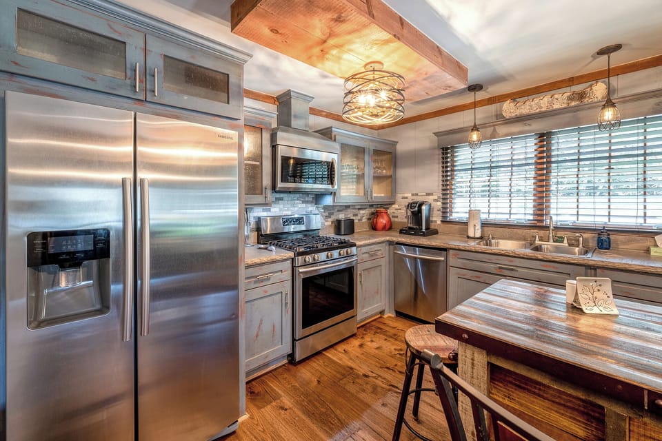 All stainless steel appliances with lots of storage in Kitchen