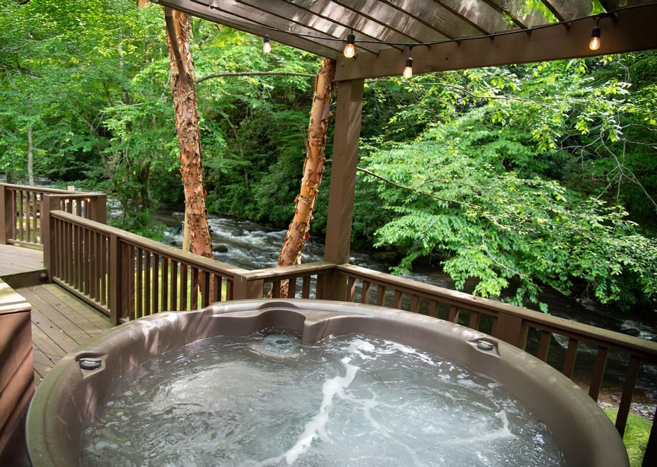 StayNantahala Otter Creek Luxury Yurt Rental with Hot Tub and Creek View