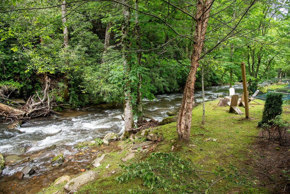 StayNantahala Otter Creek Yurt Creek View