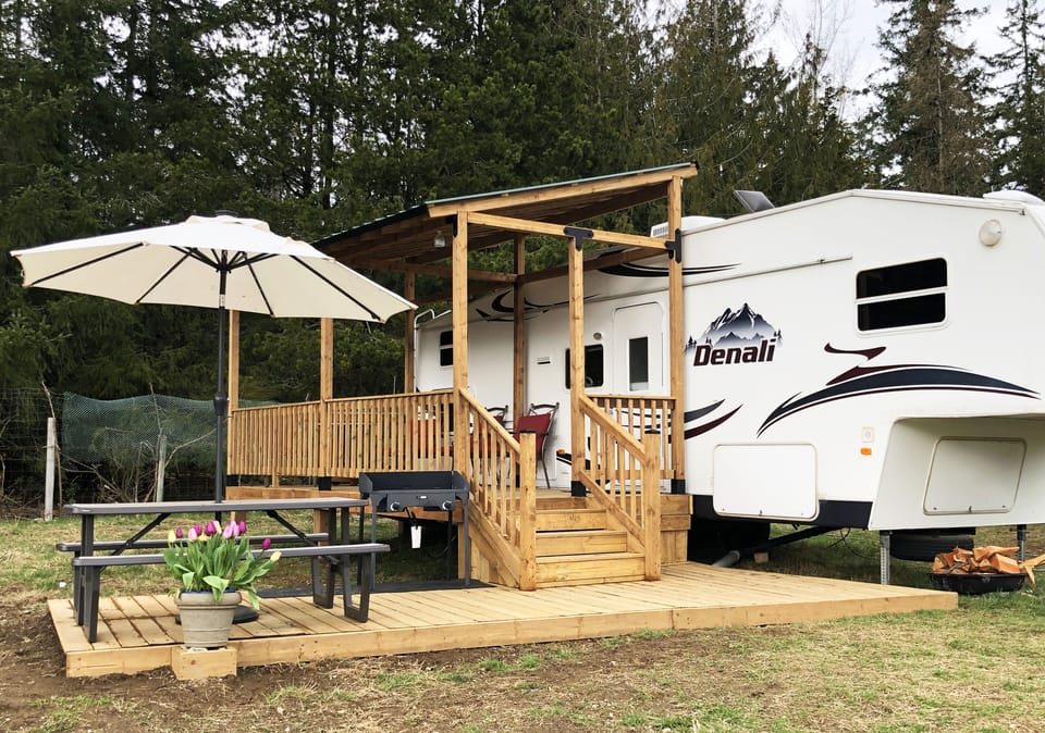 Rain or shine, enjoy your stay under the covered patio!