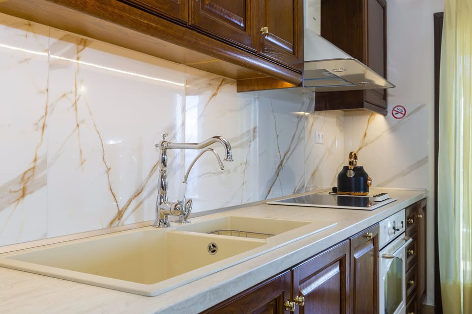 Villa | Private kitchen | Electric kettle, toaster, highchair, eco-friendly cleaning products