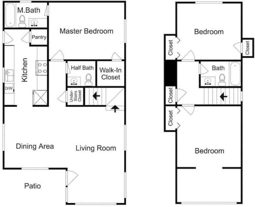 *Kitchen is remodeled and open to the dining/living room with counter level bar and stools
