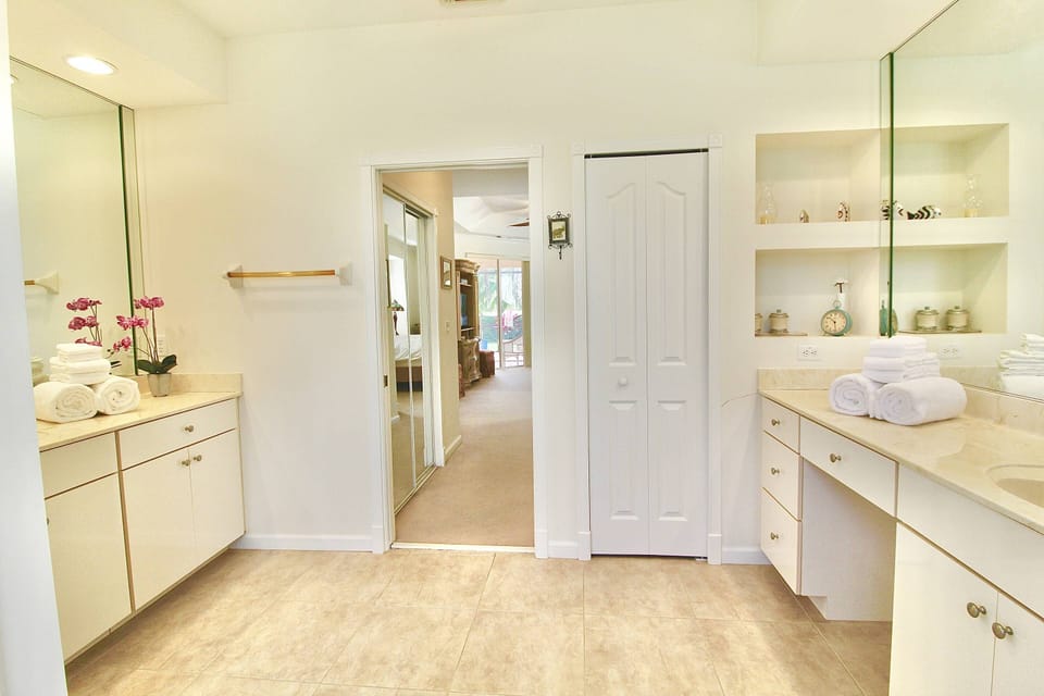 Two sink vanities provide plenty of space for getting ready each day.