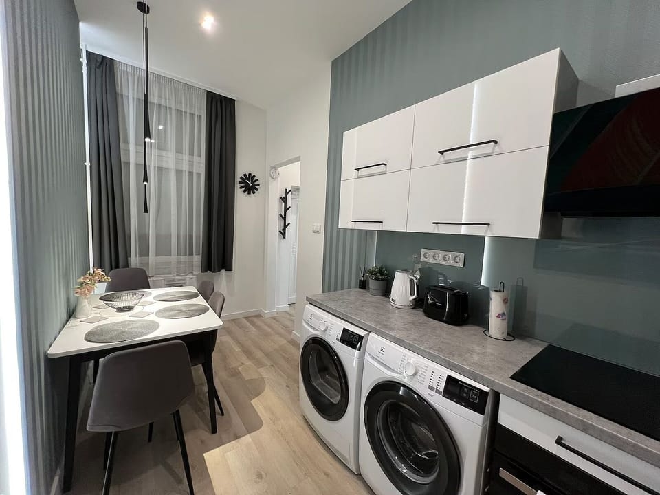 No trips out. Your laundry stays here. Practical and quiet.