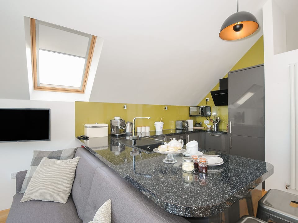 Fridge, dishwasher, electric kettle, toaster