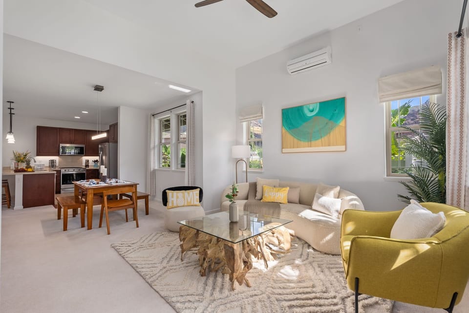 Airy and cozy living area that feels just like home