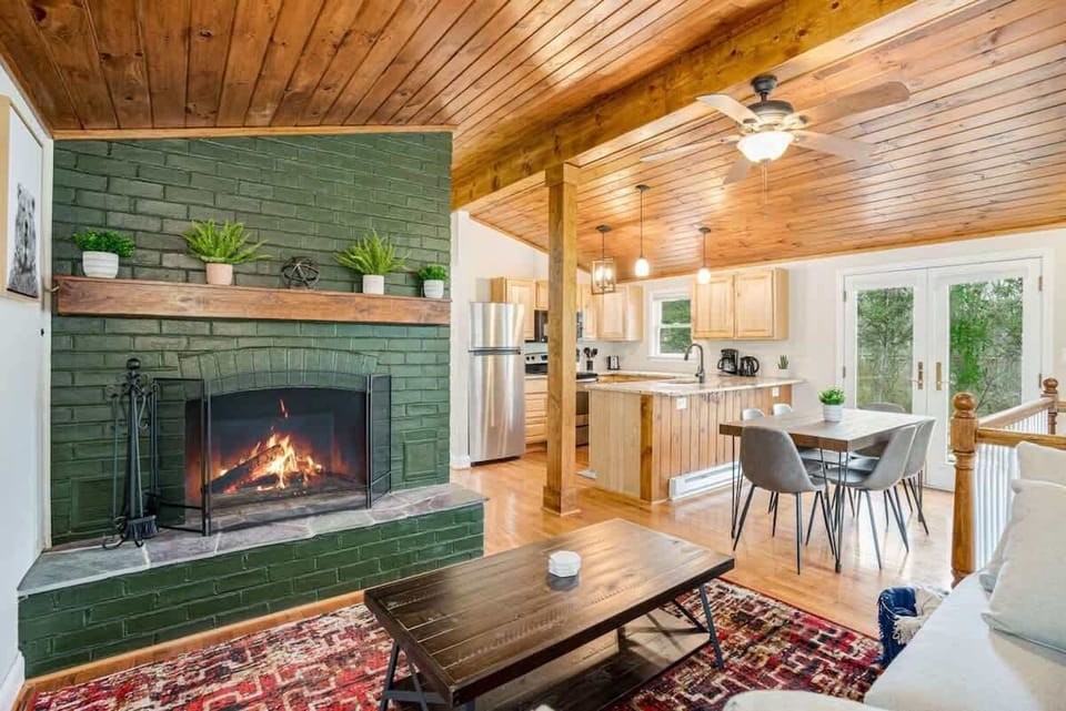 Read a book in our living room by the fireplace