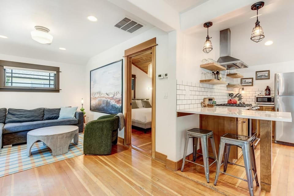 Spacious, light and bright. The living, dining and kitchens spaces are open and welcoming
