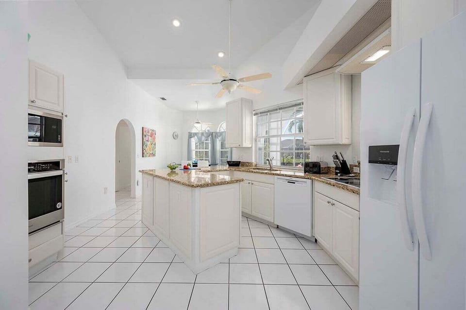 Kitchen with Island and Views of the Lanai