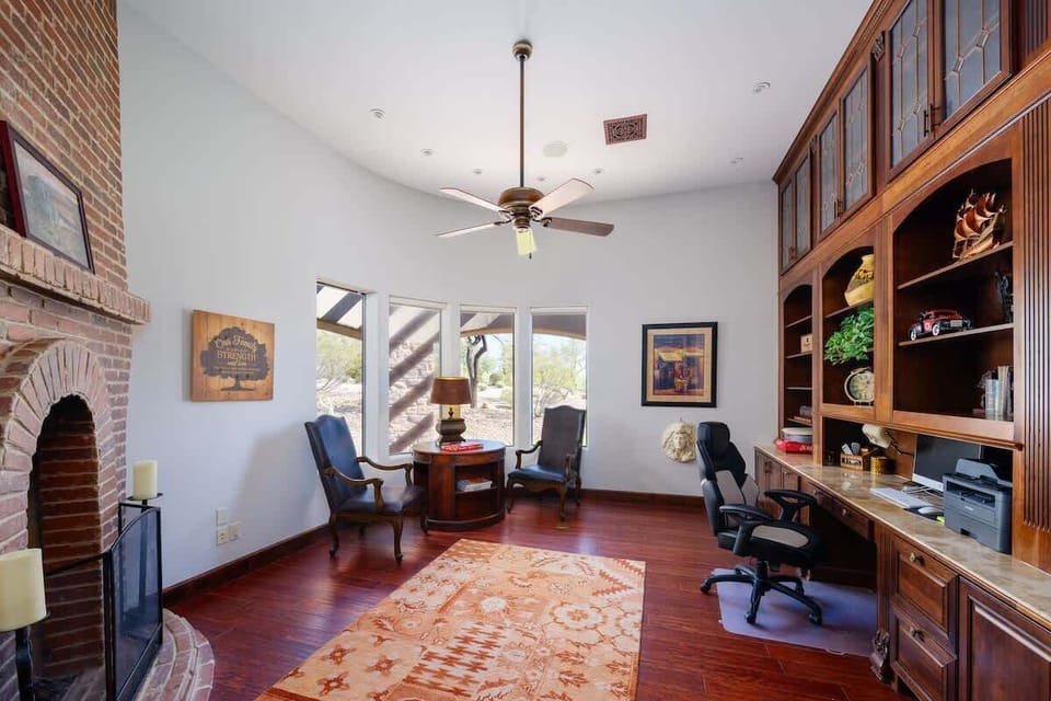 Private office with workspace, printer, and desktop monitor!